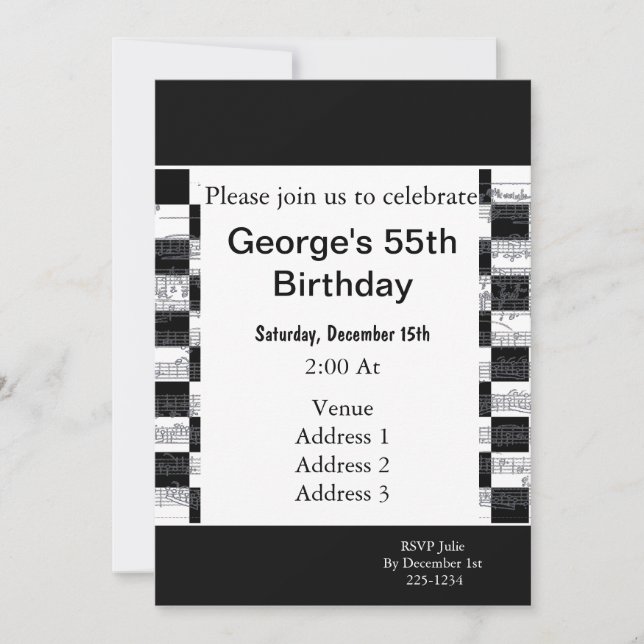 Musical Notes Birthday Invitation (Front)