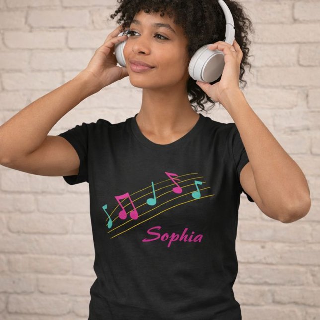 Musical notes black and pink T-Shirt (Creator Uploaded)