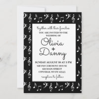 Musical Notes Black and White Wedding