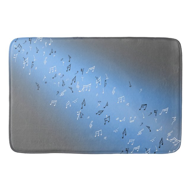 Musical Notes Blue Moon Bath Mat (Front)