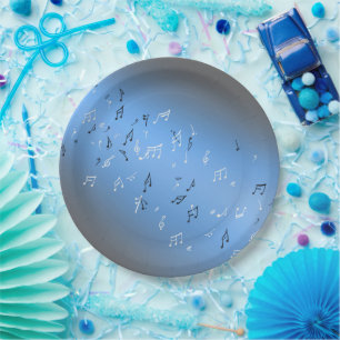 Musical Notes Blue Moon Paper Plate