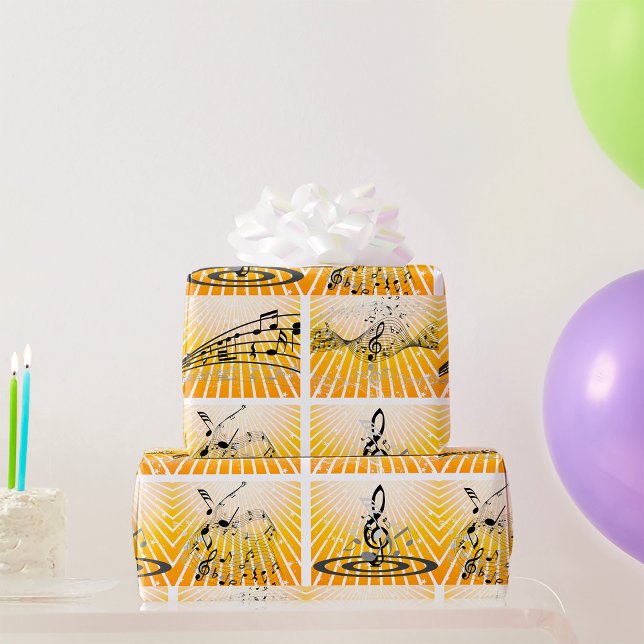 Musical Notes Burst Abstract Wrapping Paper (Creator Uploaded)