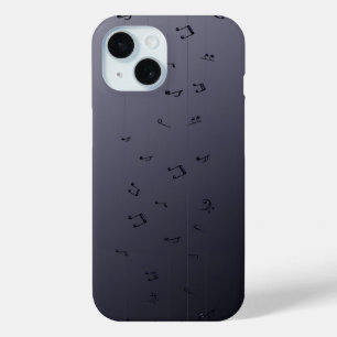 Musical Notes Charcoal iPhone 15 Case