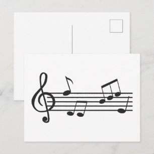 Musical notes clipart, treble clef doodle postcard