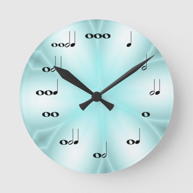 Musical Notes Clock on light Blue (Front)