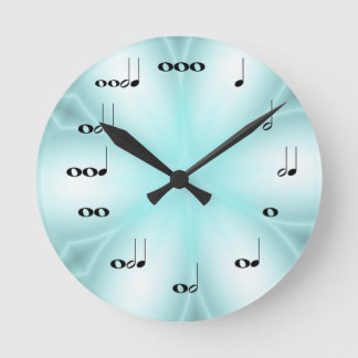 Musical Notes Clock on light Blue