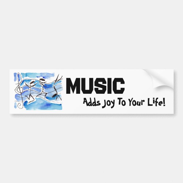 Musical Notes Come to Life Music Adds Joy to Life Bumper Sticker (Front)