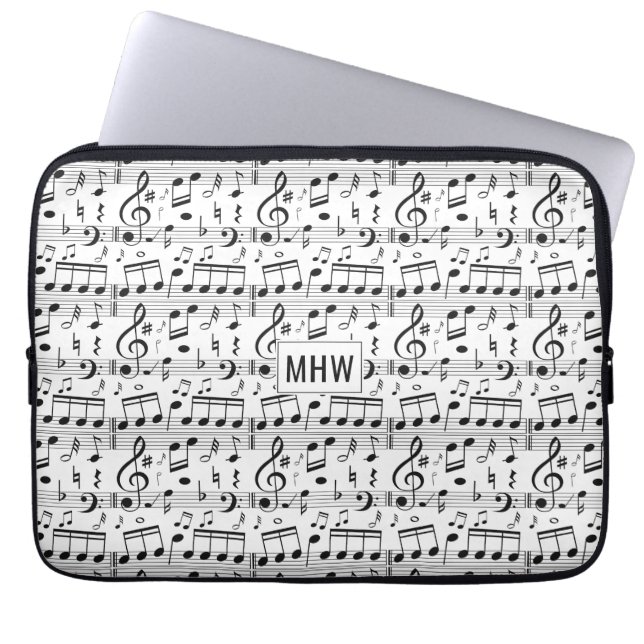 Musical Notes custom monogram laptop sleeves (Front)