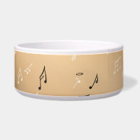 Musical Notes Golden Light Ceramic Pet Bowl