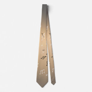 Musical Notes Golden Light   Neck Tie