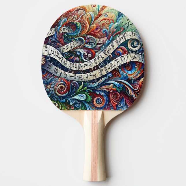 Musical Notes Graffiti Ping Pong Paddle (Front)