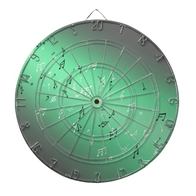Musical Notes Green Moon Dartboard (Front)
