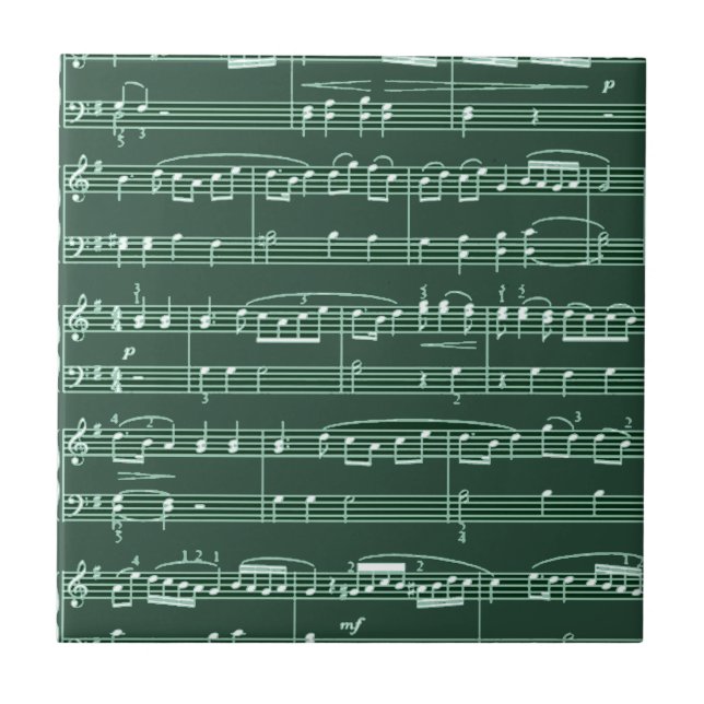 Musical Notes green Tile (Front)