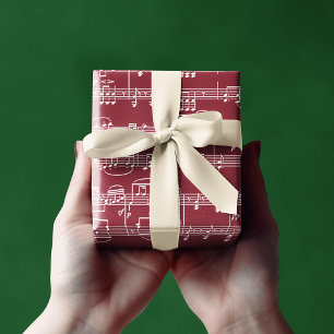 musical notes happy holidays wrapping paper