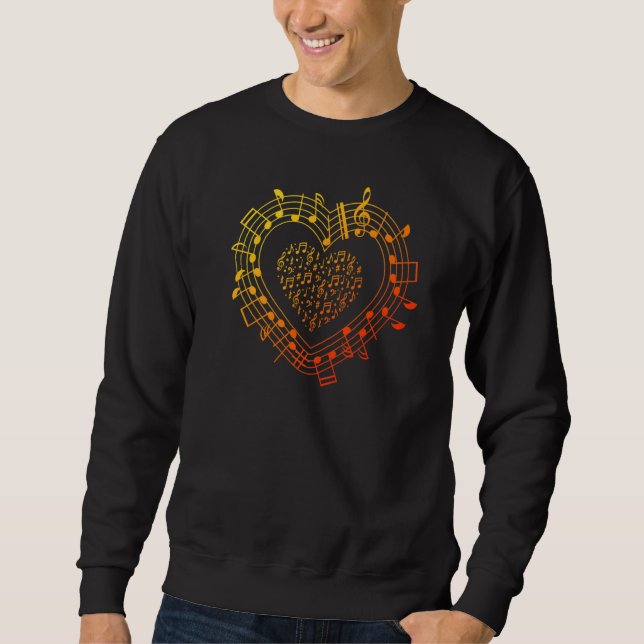 Musical Notes Heart Musician Music School Clef Orc Sweatshirt (Front)