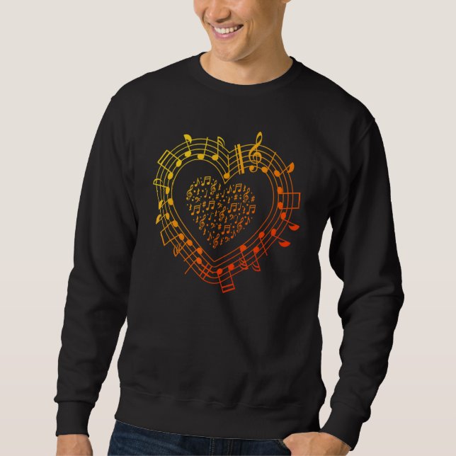 Musical Notes Heart Musician Music School Clef Orc Sweatshirt (Front)