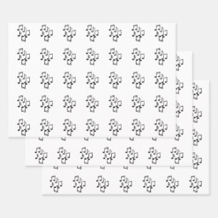 Musical Notes in Black Glitter Wrapping Paper Sheet