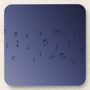 Musical Notes in Dark Ombre Plastic Coaster
