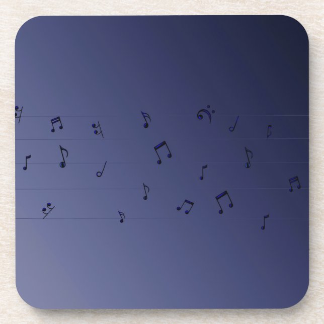 Musical Notes in Dark Ombre Plastic  Coaster (Front)