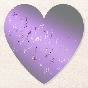 Musical Notes in Moonlight Paper Coaster
