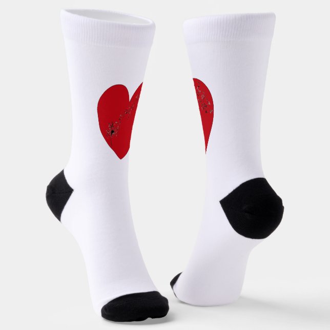 Musical Notes in the heart Socks (Angled)