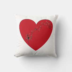 Musical notes in the heart, Throw Pillow