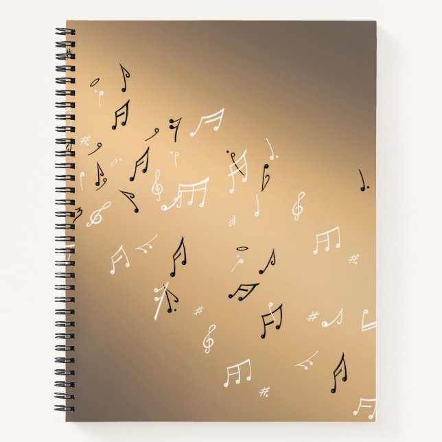 Musical Notes in the Moonlight golden  Notebook (Front)