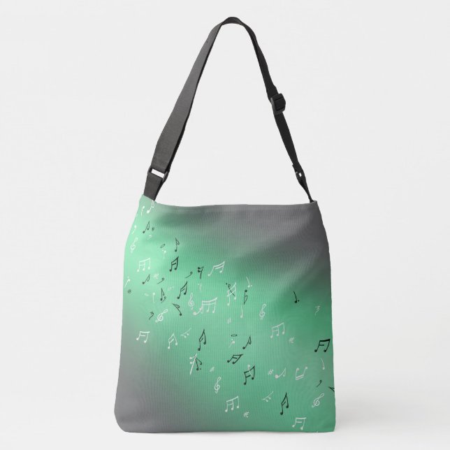 Musical Notes in the Moonlight  Green Crossbody Bag (Back)