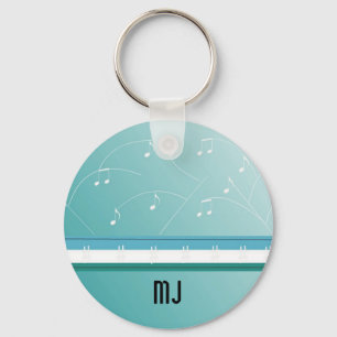 Musical Notes Initial Key Chain