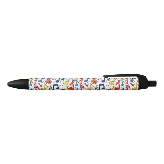 Musical Notes Kawaii Art Design Black Ink Pen (Top)