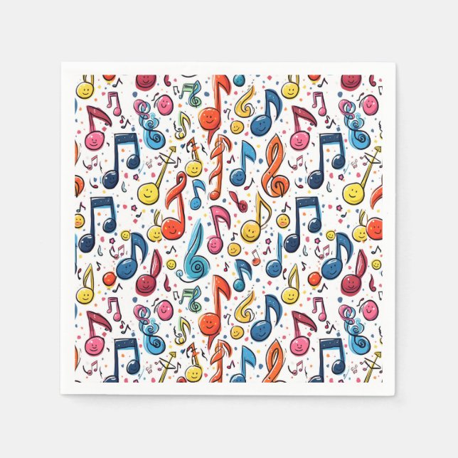 Musical Notes Kawaii Art Design Napkin (Front)