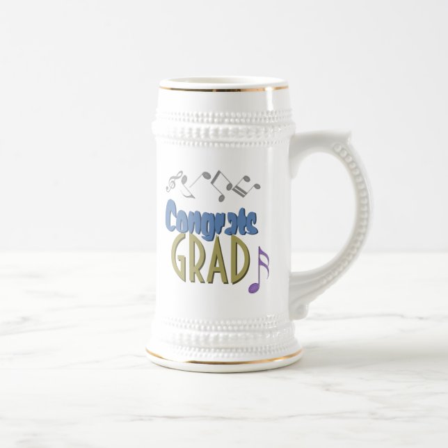 Musical Notes Linear Multicolor GRADUATION Custom Beer Stein (Right)