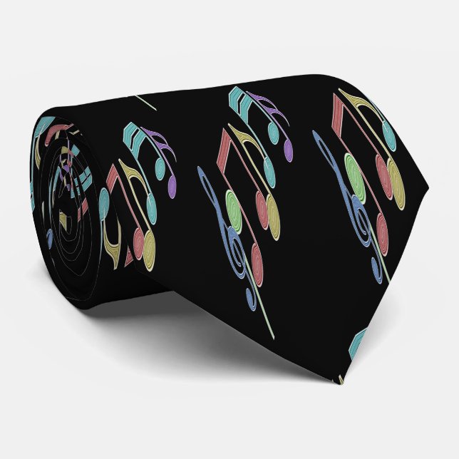 Musical Notes Linear Multicolor Tie (Rolled)