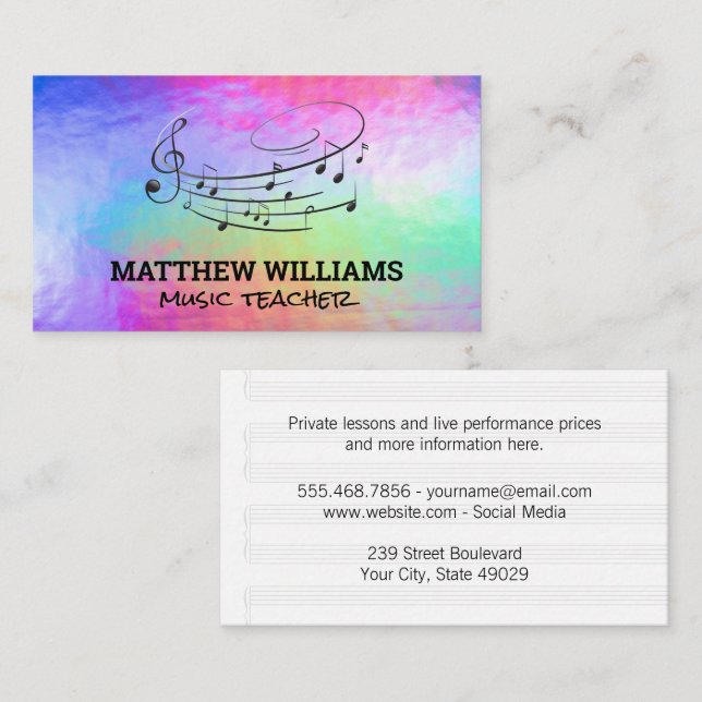 Musical Notes Logo | Music Sheets Business Card (Front/Back)