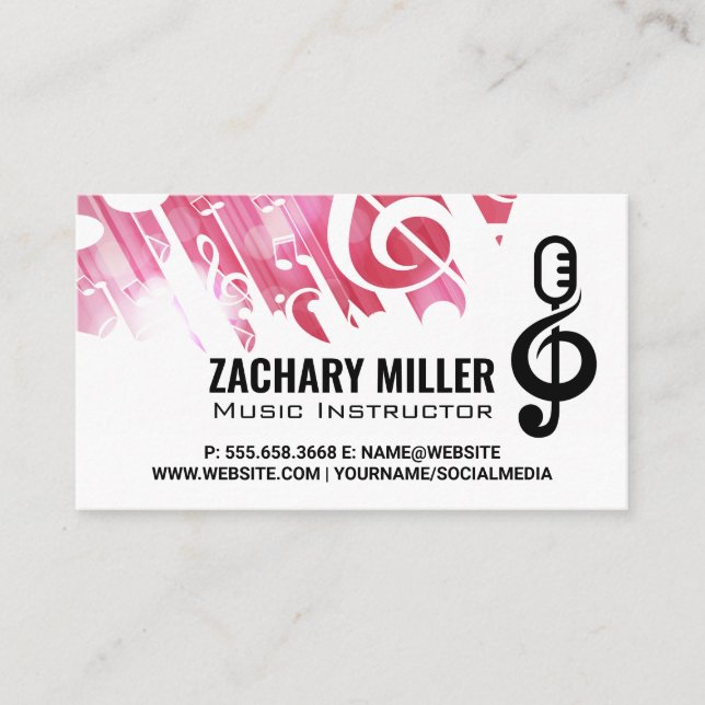 Musical Notes Microphone Logo Business Card (Front)