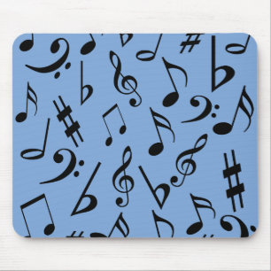 Musical Notes Mousepad - Sky Blue and Black