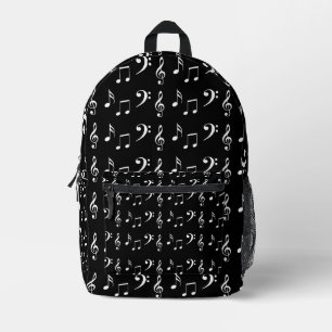 Musical Notes Music Black and White Pattern Printed Backpack