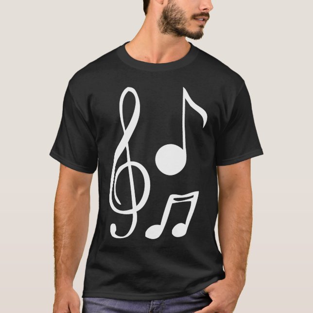 Musical Notes  Music Clef Guitar Piano Graphic Tee (Front)