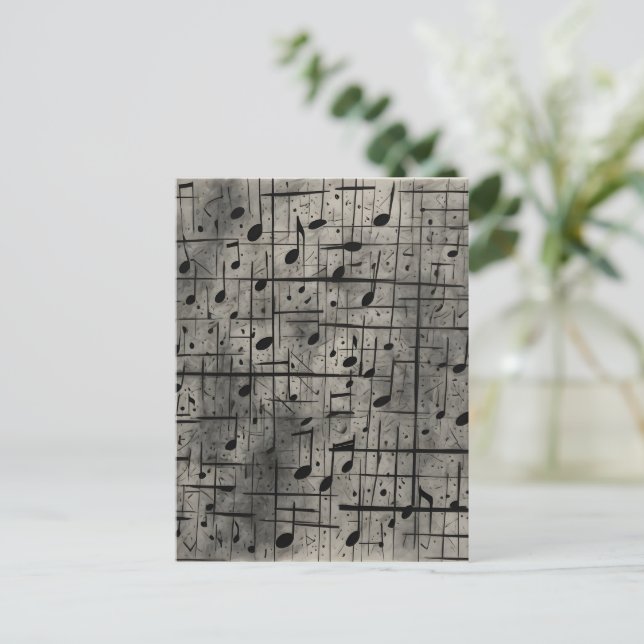 Musical notes on dark charcoal texture postcard (Standing Front)
