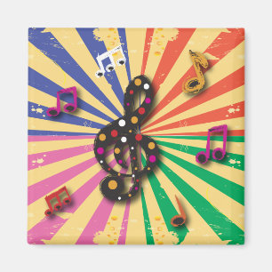 Musical Notes on Sunsplash Background Magnet