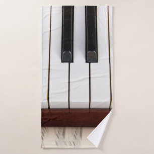 musical notes on the background of a pianoacoustic bath towel