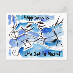 Musical Notes PC Happiness Is Life Set To Music! Postcard