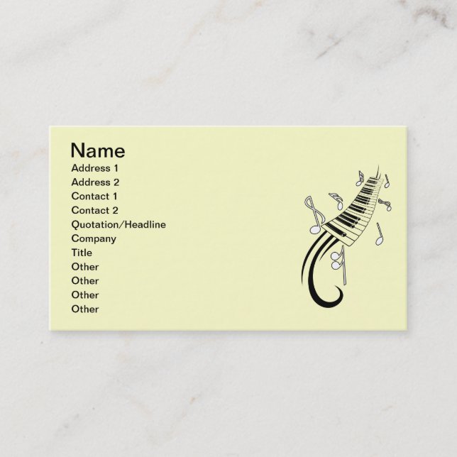 MUSICAL NOTES PIANO KEYBOARD TATTOO GRAPHICS BUSINESS CARD (Front)