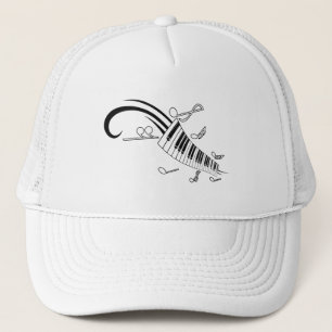 MUSICAL NOTES PIANO KEYBOARD TATTOO GRAPHICS TRUCKER HAT