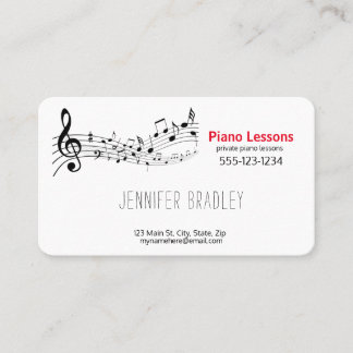 Musical Notes, Piano Teacher Business Cards
