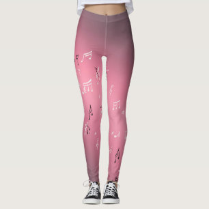 Musical Notes Pink Ombre Leggings