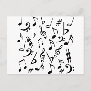 Musical Notes Postcard - White and Black