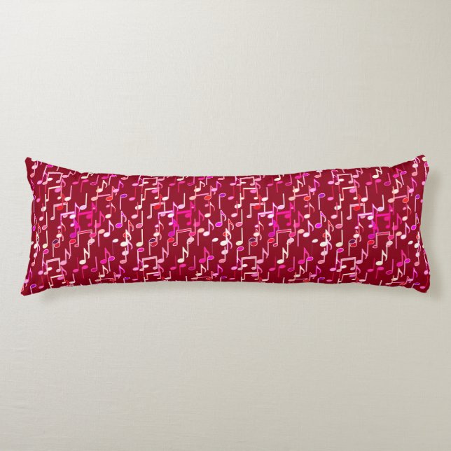 Musical Notes print - burgundy, multi Body Cushion (Front)
