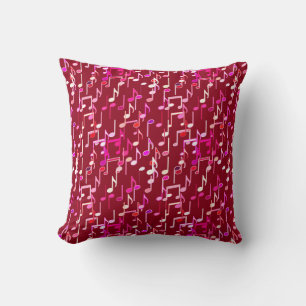 Musical Notes print - burgundy, multi Cushion