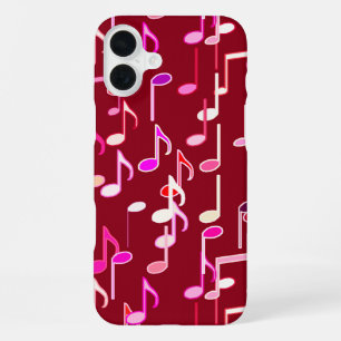 Musical Notes print - burgundy, multi iPhone 16 Plus Case